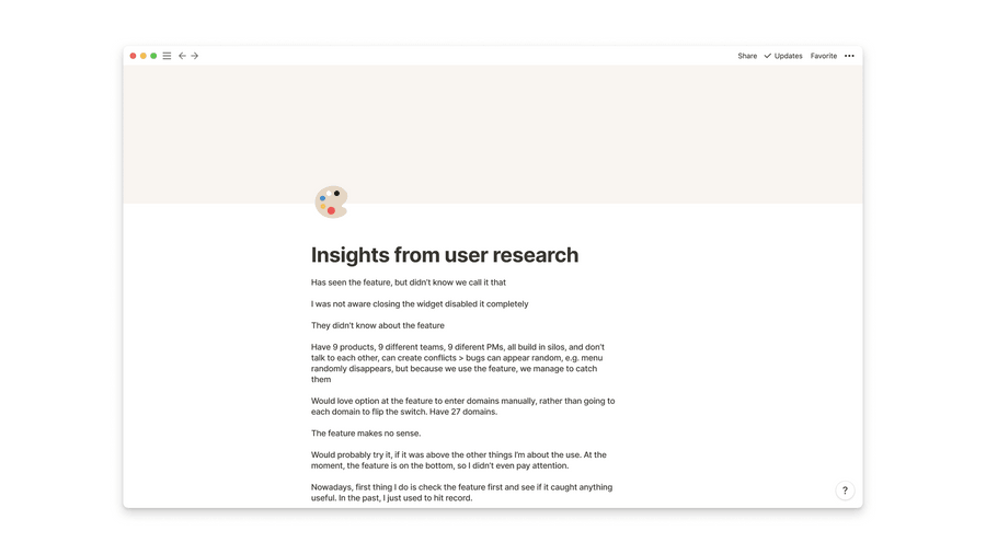 Insights from user research