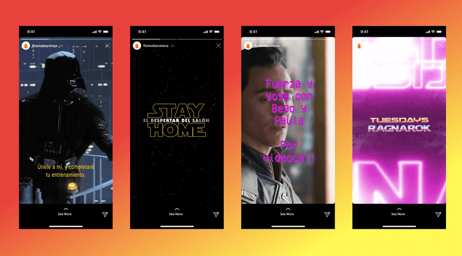 Screenshots of Star Wars and Thor Ragnarok themed stories during lockdown